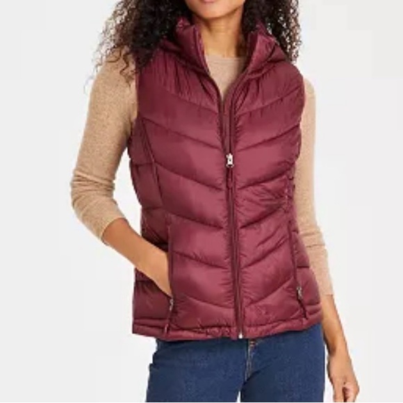 Loft Maroon Burgundy Puffer Vest Large - Picture 1 of 11